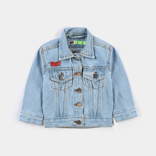 Infant Girls Denim rigid Woven Jacket-Light Blue