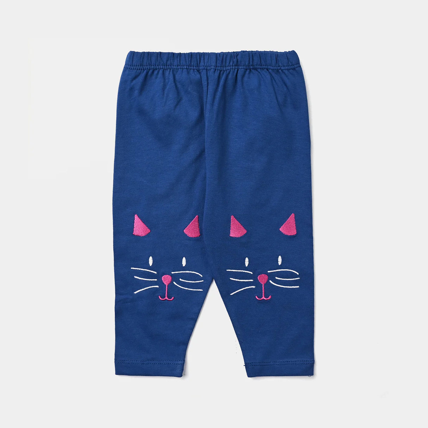 Infant Girls Lycra Jersey Emb Tights Meow-Navy Peony