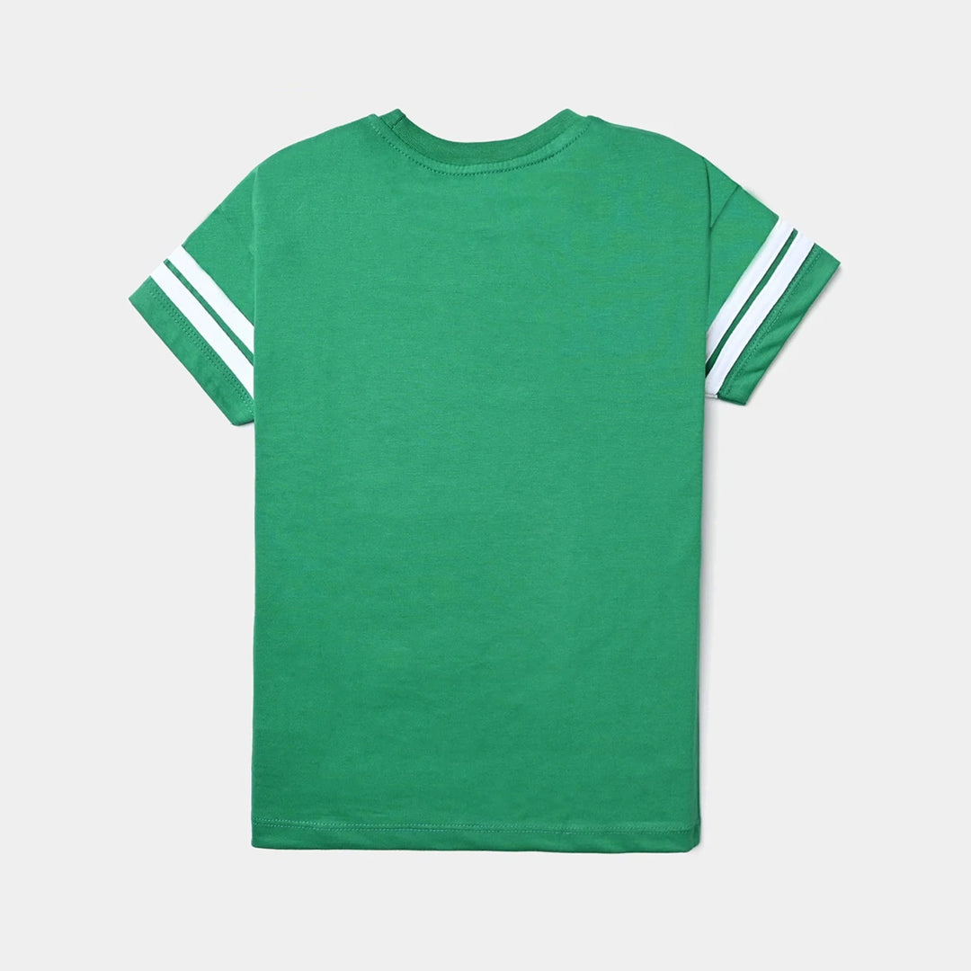 Boys Poly Cotton Jersey T-Shirt H/S Independence Day-Fern Green