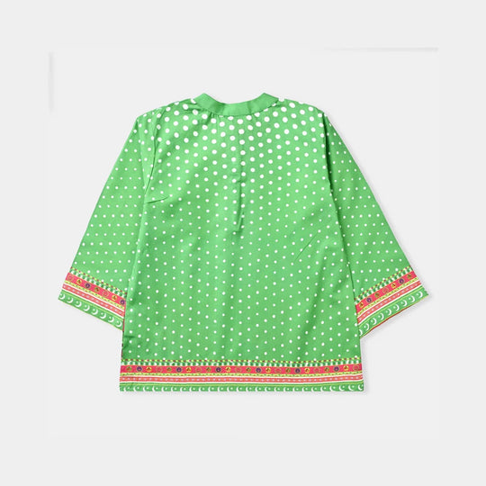 Girls Cotton Poplin IND Top Retro-Green