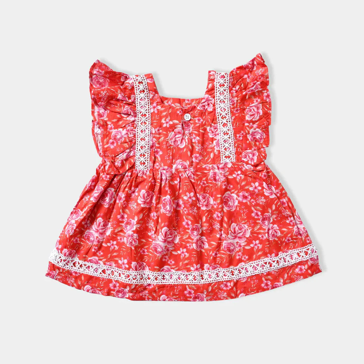 Infant Girls Viscose Casual Frock Desert Palm-Red