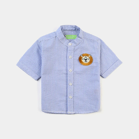 Infant Boys Yarn Dyed Basic Casual Shirt (Pin Stripe )-L.Blue