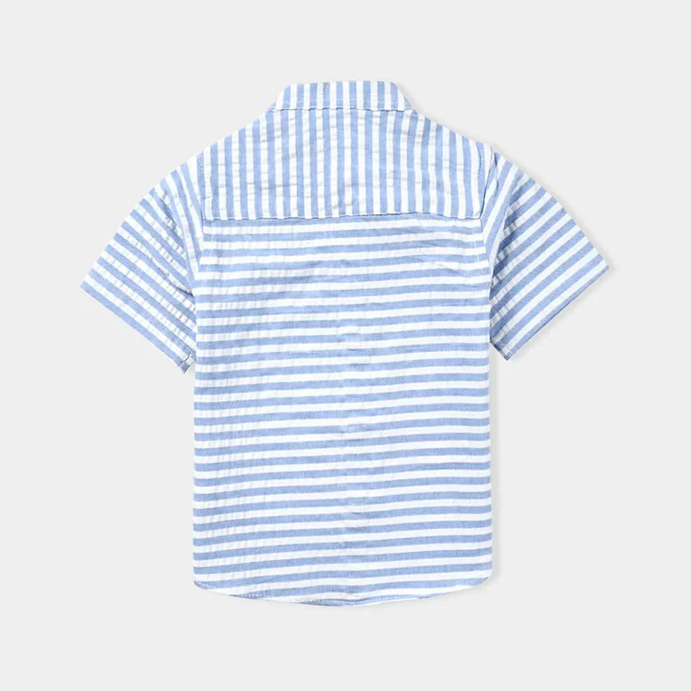 Infant Boys Yarn Dyed Basic Casual Shirt (Wide Stripe)-Blue