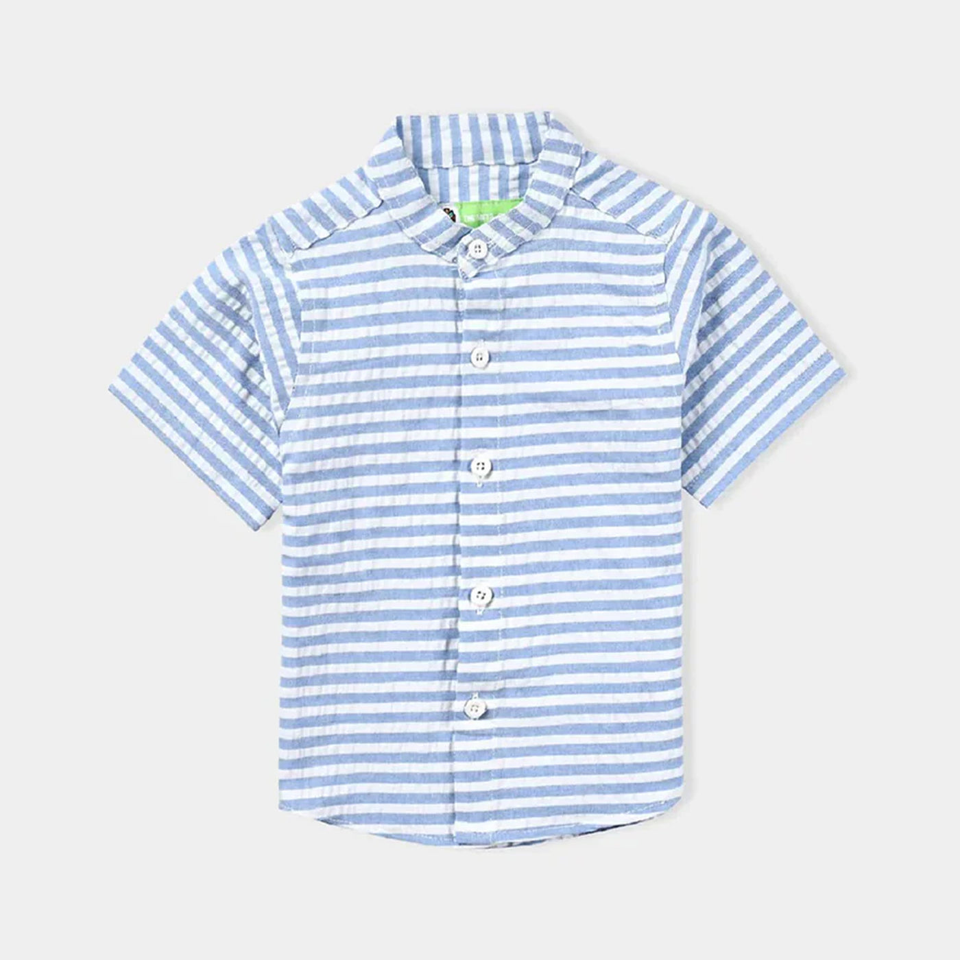 Infant Boys Yarn Dyed Basic Casual Shirt (Wide Stripe)-Blue