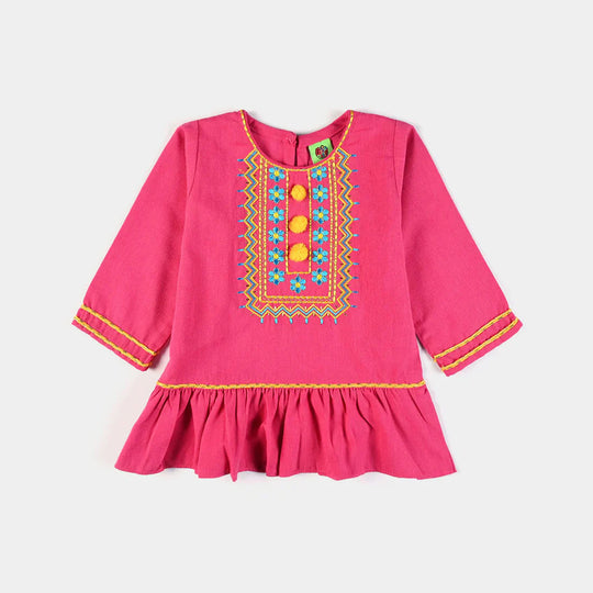 Infant Girls CVC EMB Kurti My Doll-Bright Pink