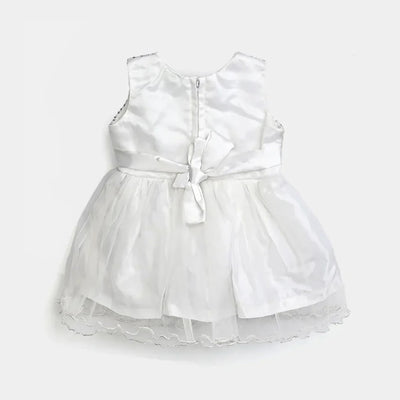 Infant Girl Poly Satin Fancy Frock Shining-S.White