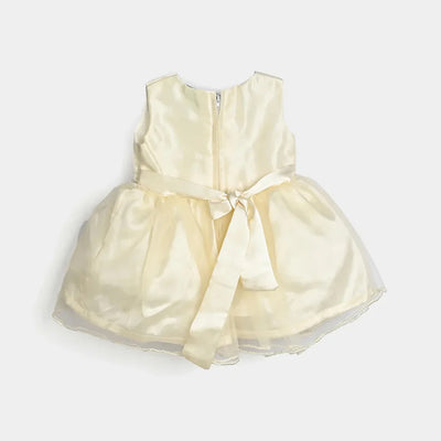 Infant Girl Poly Satin Fancy Frock Adorable-Off White