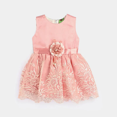 Infant Girl Poly Satin Fancy Frock Little Baby-Pink