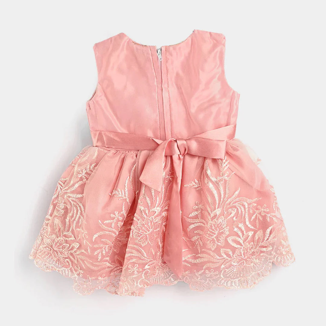 Infant Girl Poly Satin Fancy Frock Little Baby-Pink