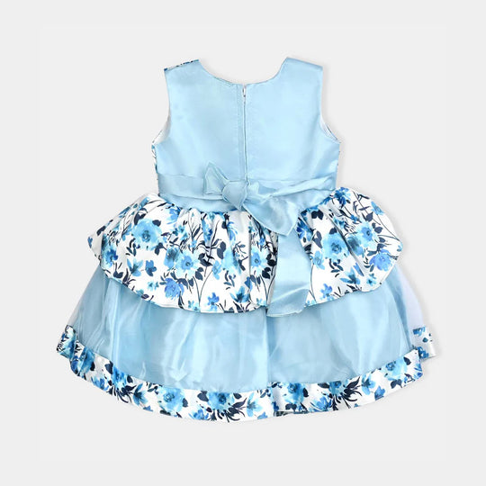 Infant Girl Poly Satin Fancy Frock Pretty Girl-Multi