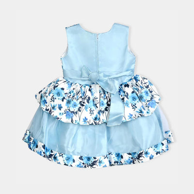 Infant Girl Poly Satin Fancy Frock Pretty Girl-Multi