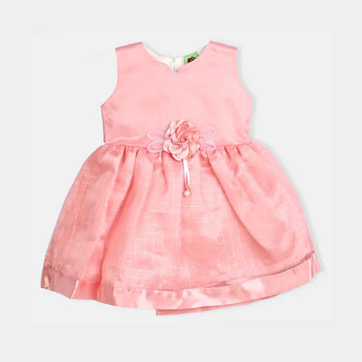 Infant Girls Poly Satin Fancy Frock Little Girl-Pink