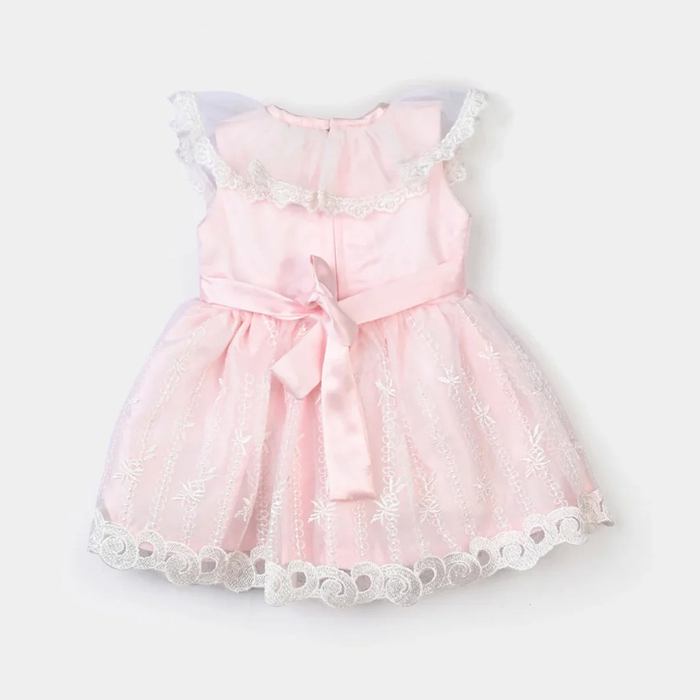 Infant Girl Poly Satin Fancy Frock Elegant-Lt Pink