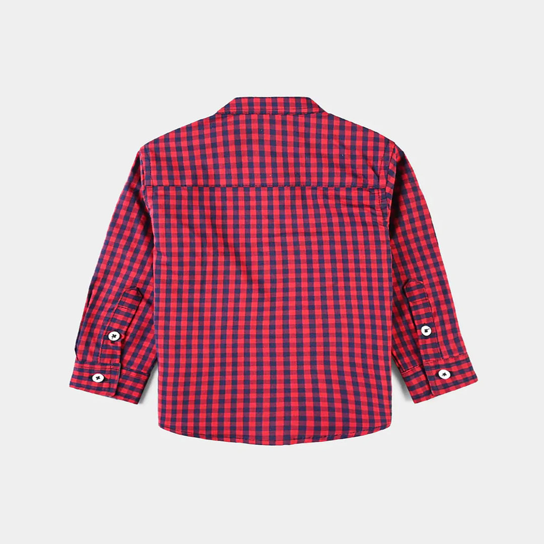 Infant Boys Yarn Dyed Basic Casual Shirt (Cool Skater)-Red