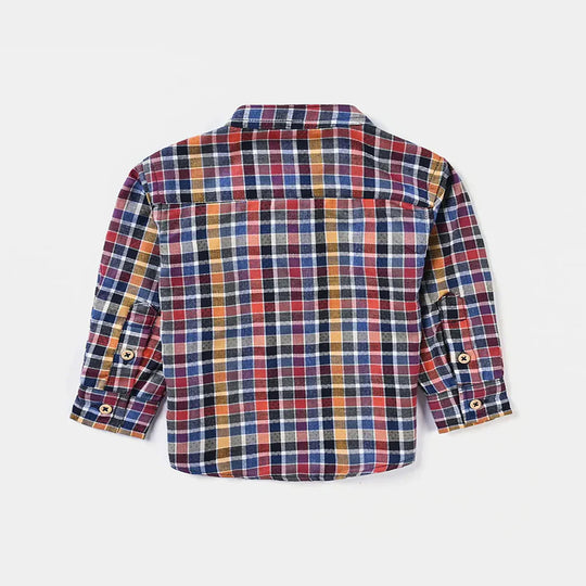 Infant Boys Flannel Basic Casual Shirt (Smiley)-L/BROWN