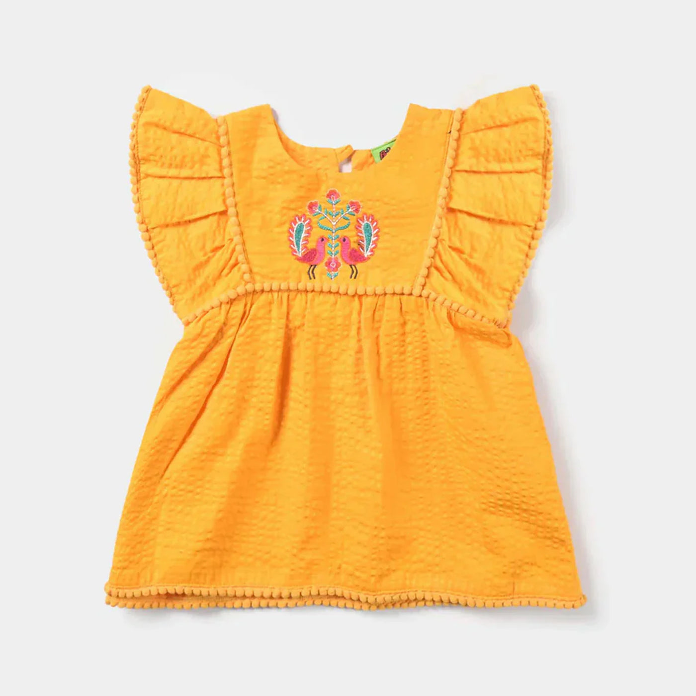 Infant Girls Cotton Poplin Casual Frock peacock-Citrus