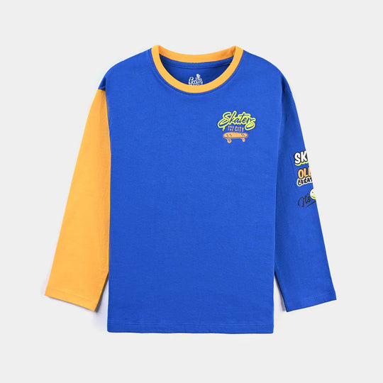 Boys Cotton Jersey T-Shirt F/S Skaters-C.Blue