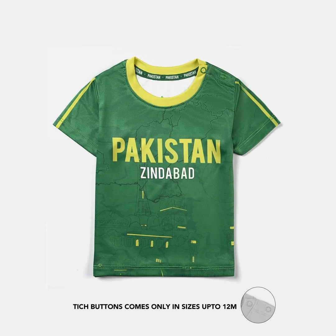 Infant Boys Poly Cotton Jersey T-Shirt Pakistan Zindabad-Fern Green