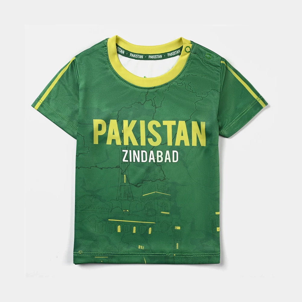 Infant Boys Poly Cotton Jersey T-Shirt Pakistan Zindabad-Fern Green