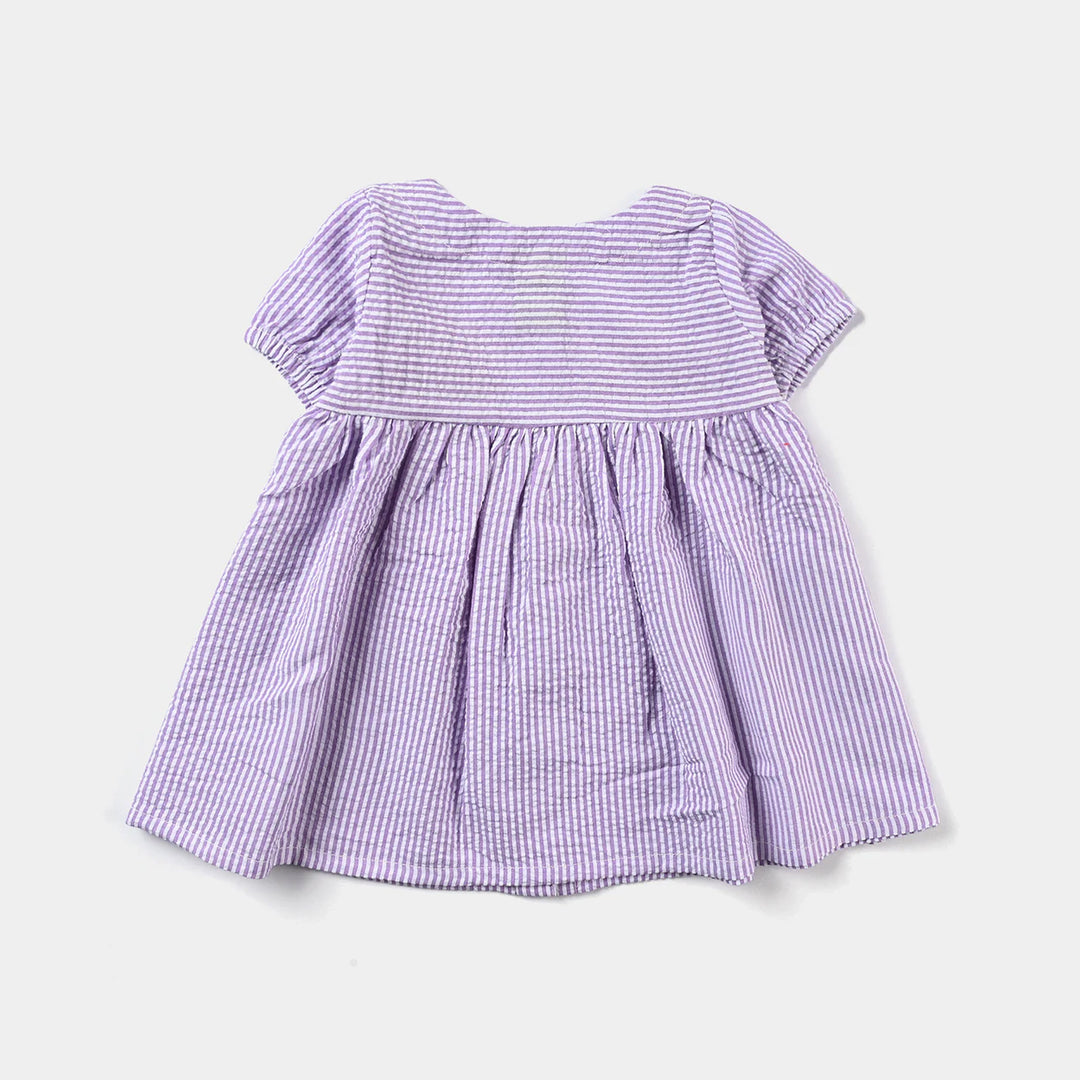 Infant Girls Poly Cotton Casual Frock Persian Lilly-Purple