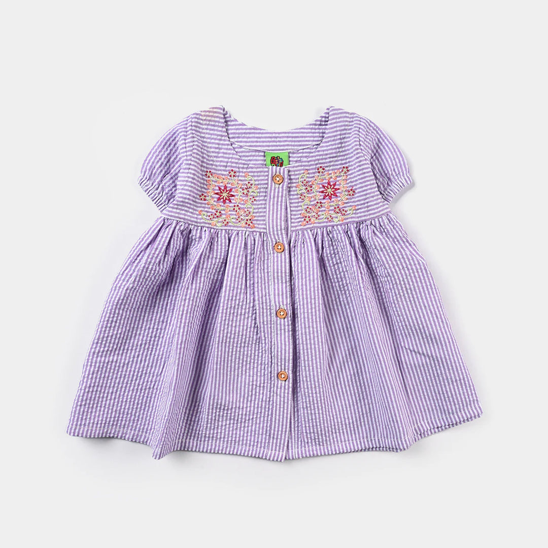 Infant Girls Poly Cotton Casual Frock Persian Lilly-Purple