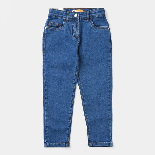 Girls Denim Stretch Pant Basic-Mid Blue