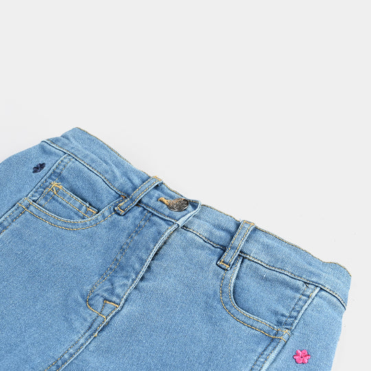 Girls Denim Pant Flower-LIGHT BLUE