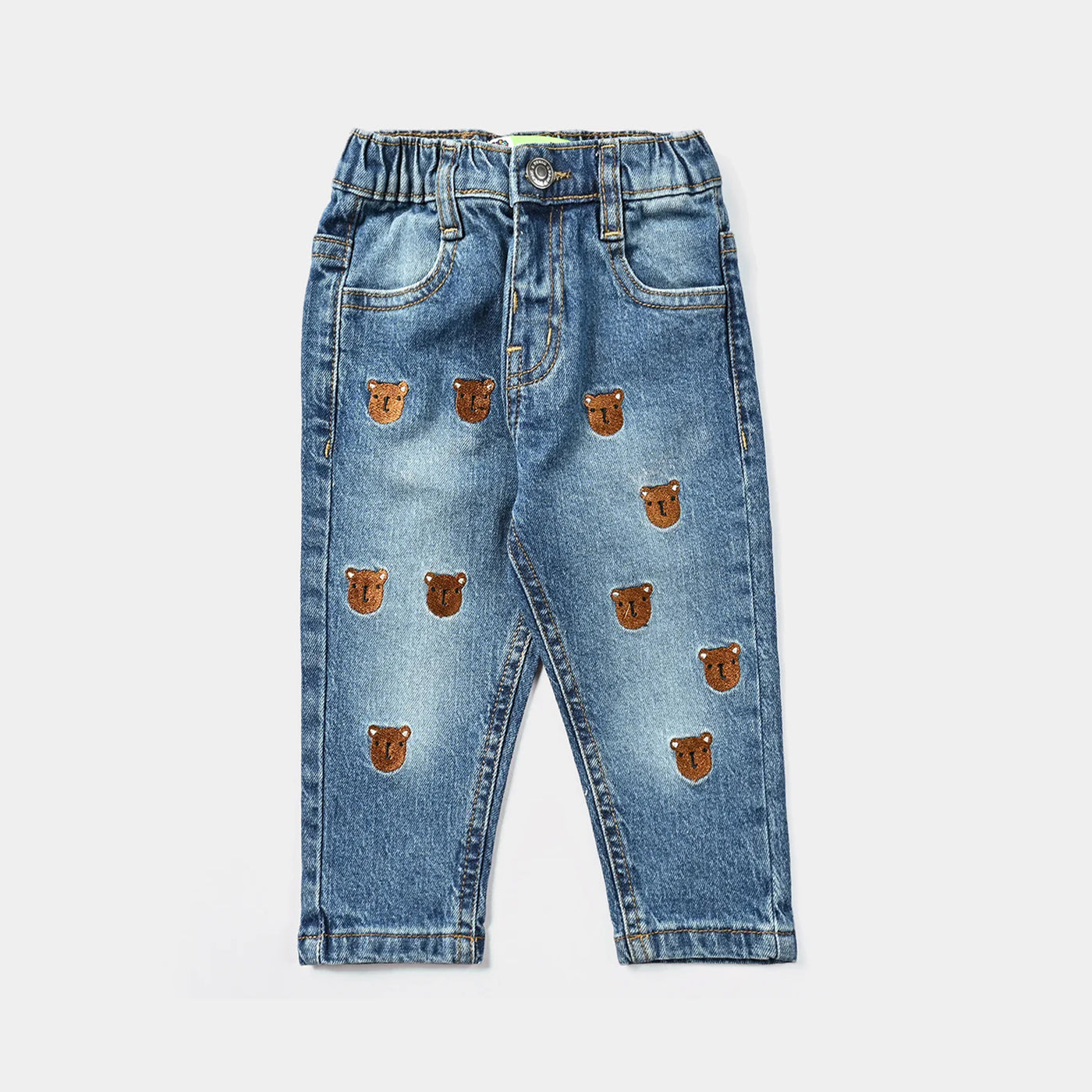 Infant Boys Denim Stretch Denim Pant Bear-LIGHT BLUE