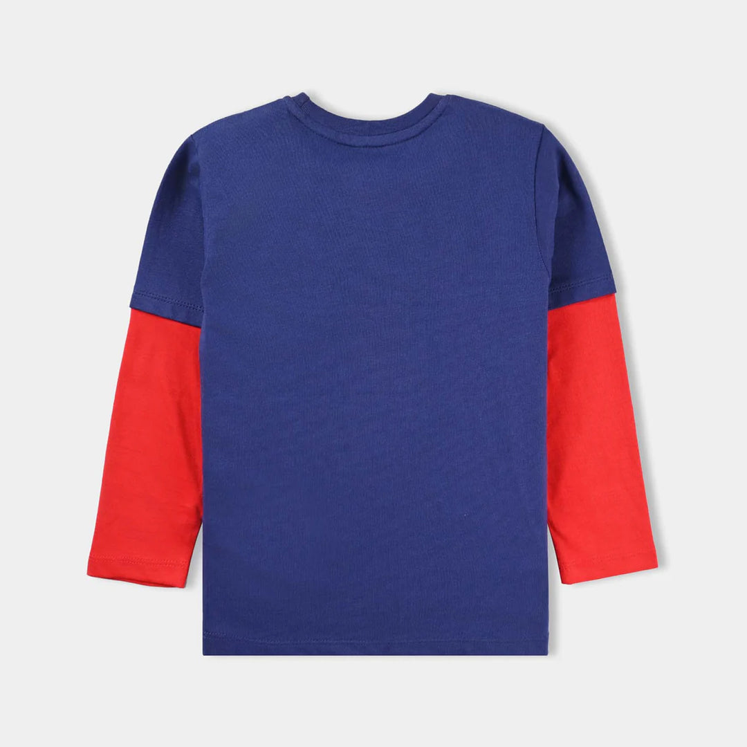 Boys Cotton Jersey T-Shirt F/S-Navy Blue