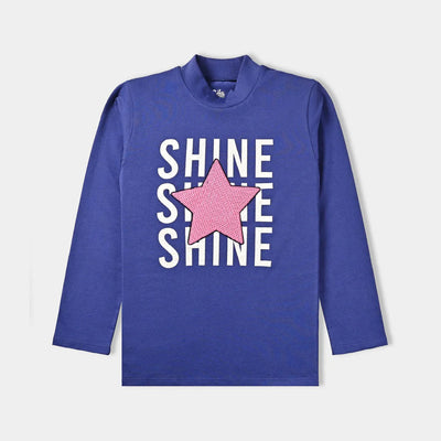 Girls Cotton Jersey T-Shirt F/S Shine-Navy Blue