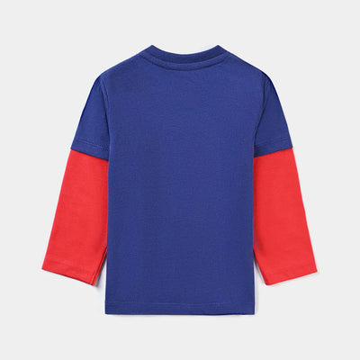 Infant Boys Cotton Jersey Round Neck T-Shirt Character-Navy Blue