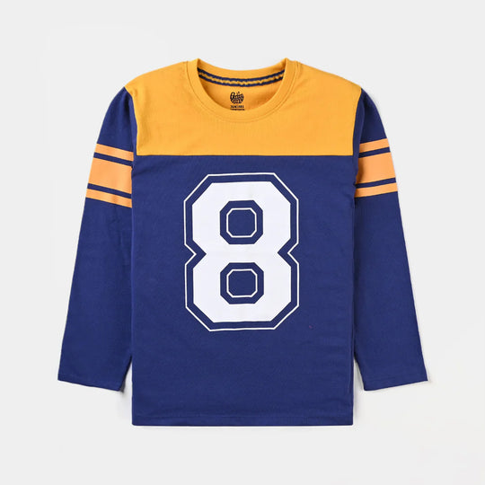 Boys Cotton Jersey T-Shirt F/S Eight-Navy Blue