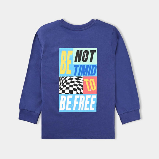 Boys Cotton Jersey T-Shirt F/S Be Not Timid-Navy Blue