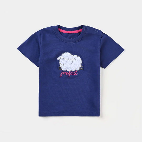 Infant Girls Cotton Jersey T-Shirt Perfect-Navy Blue