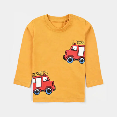 Infant Boys Cotton Jersey Round Neck T-Shirt Fire Truck-Artisan Gold