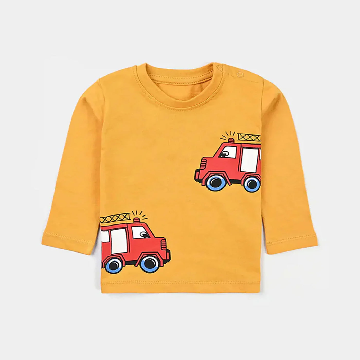 Infant Boys Cotton Jersey Round Neck T-Shirt Fire Truck-Artisan Gold