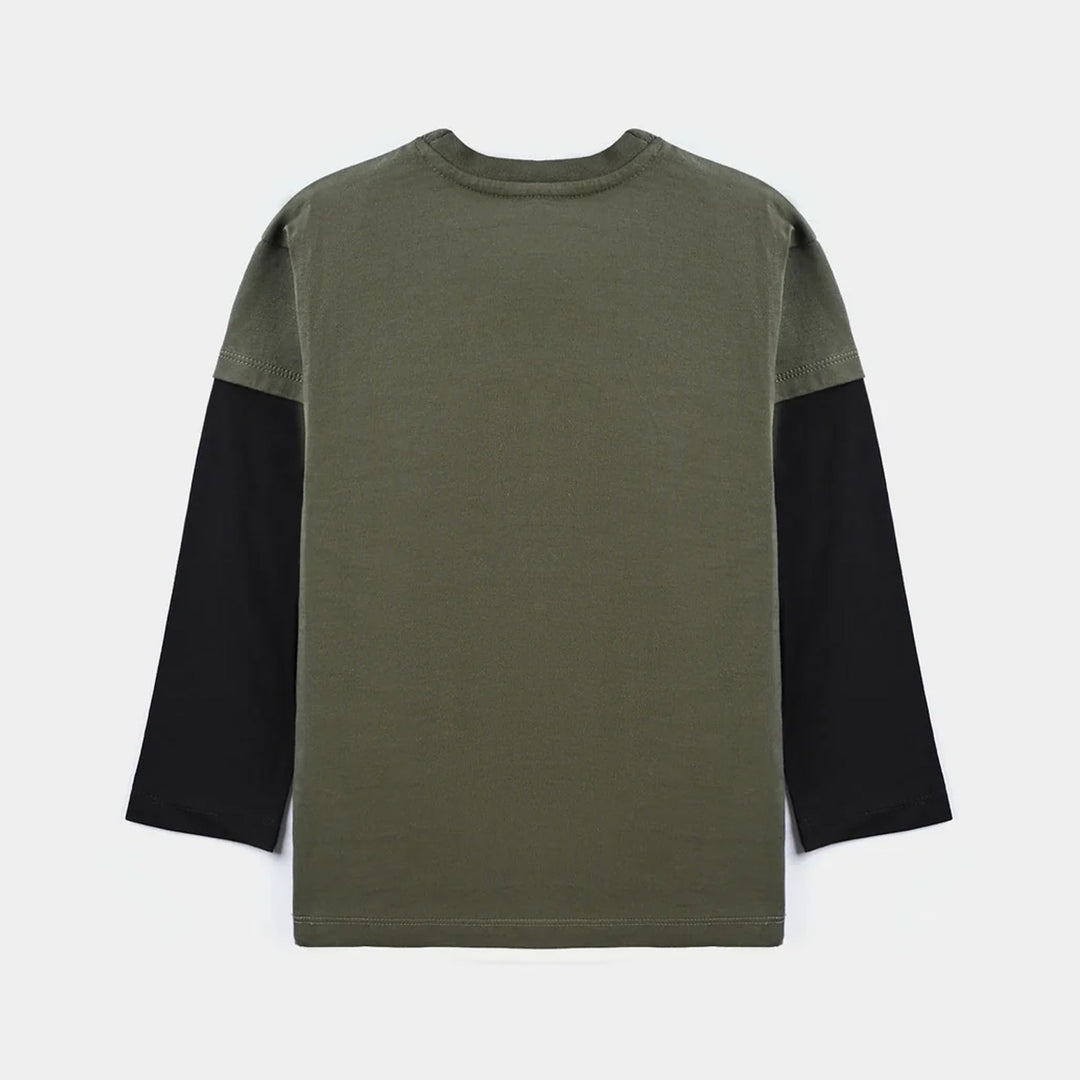 Boys Cotton Jersey T-Shirt F/S Okay Bro-Rifle Green