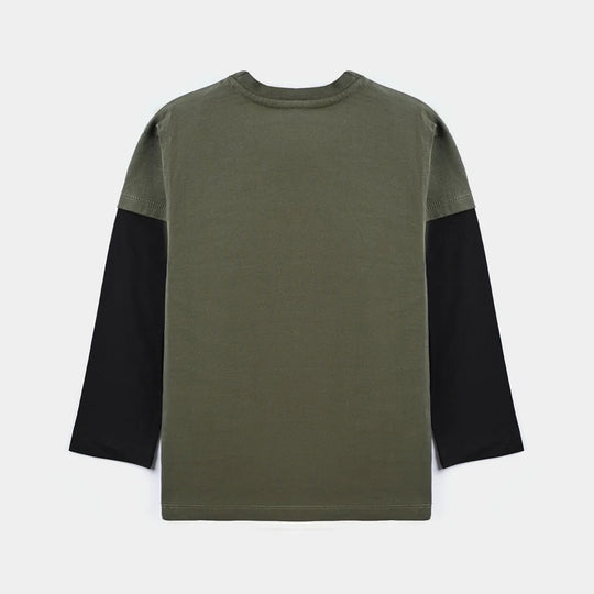 Boys Cotton Jersey T-Shirt F/S Okay Bro-Rifle Green