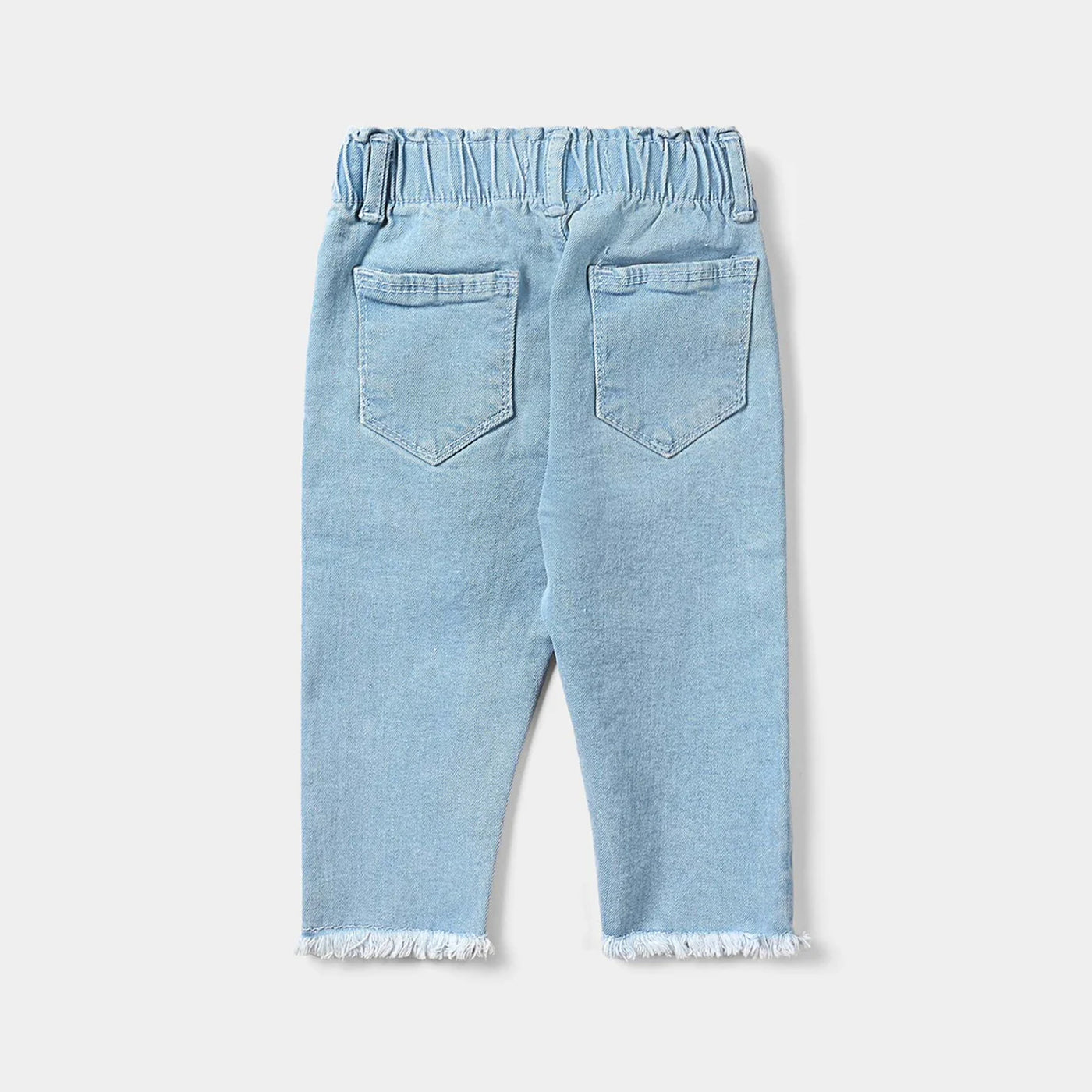 Infant Girls Denim Stretch Denim Pant Sun Flower Button-LT.Blue