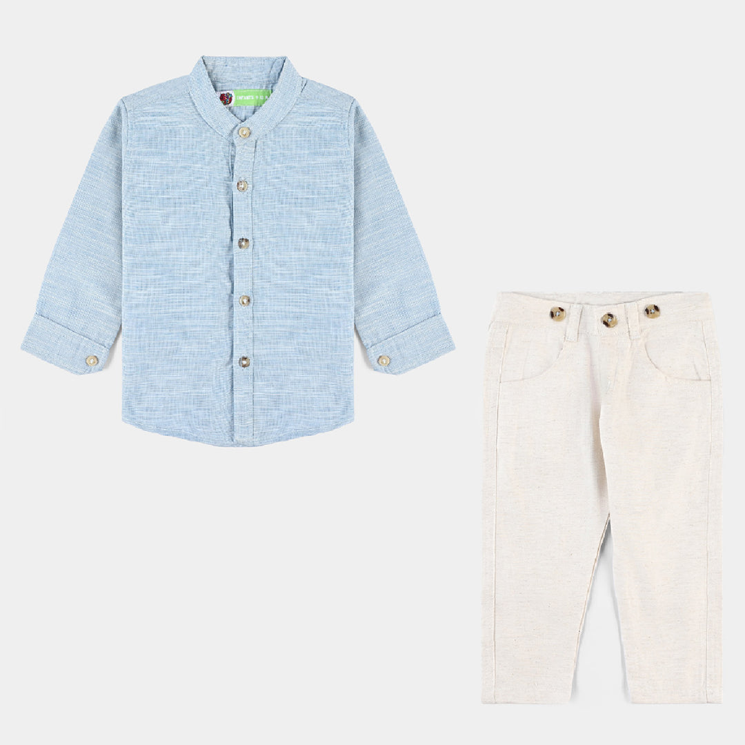 Infant Boys Chambray Woven Suit F/S-LT.Blue