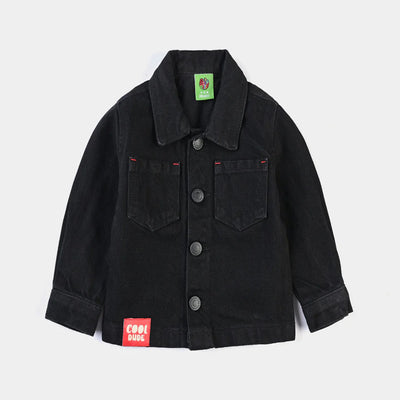 Infant Boys Denim rigid Woven Jacket Smart Bear-BLACK