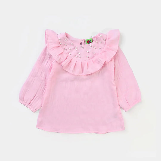 Infant Girls Poly Cotton Casual Top Antlers-Pink