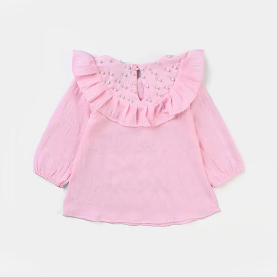 Infant Girls Poly Cotton Casual Top Antlers-Pink