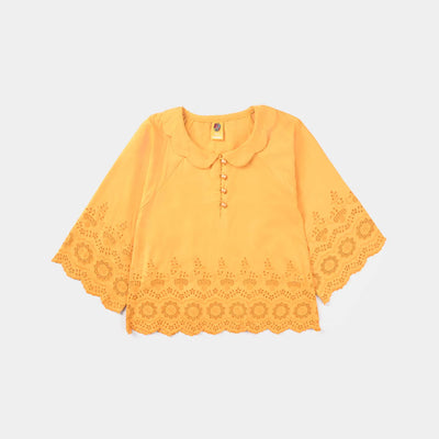 Girls Chicken Kari Emb Crop Top-Citrus