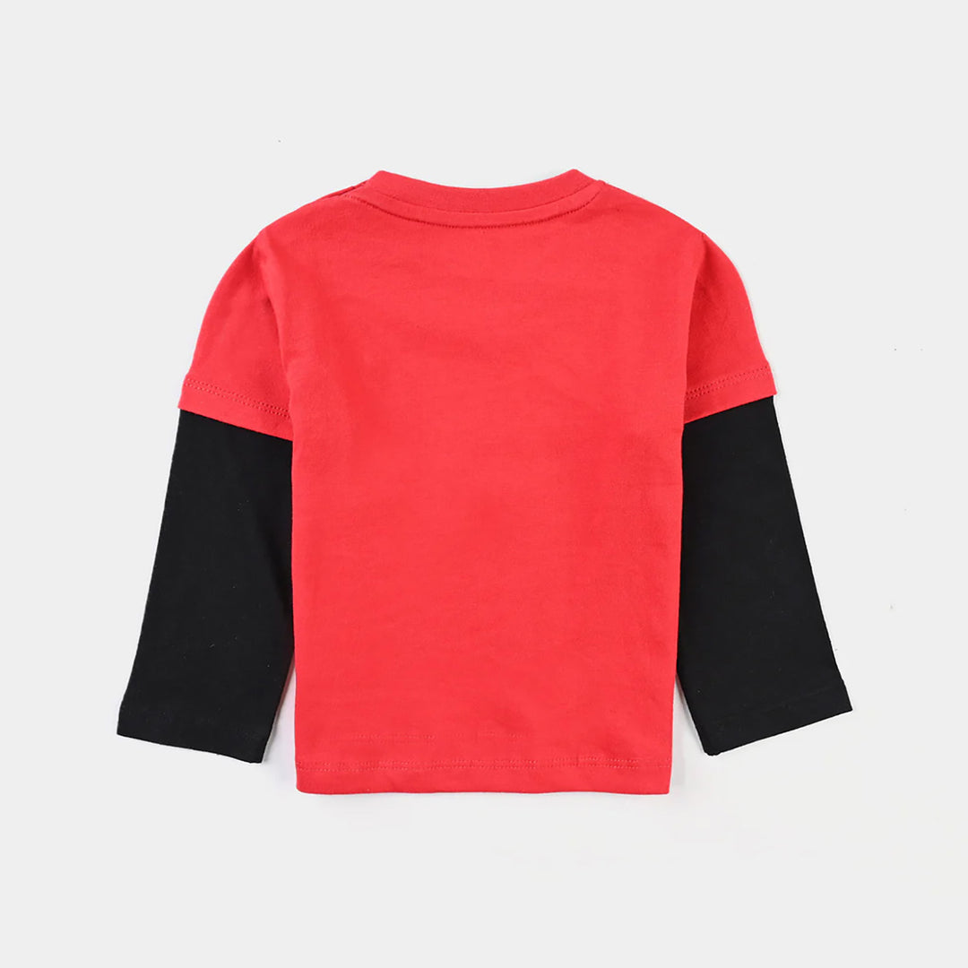 Infant Boys Cotton Jersey Round Neck T-Shirt-Racing Red