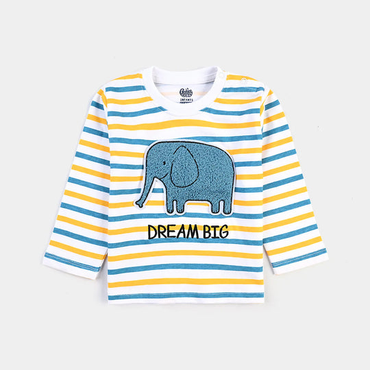 Infant Boys Cotton Jersey Round Neck T-Shirt Elephant-White