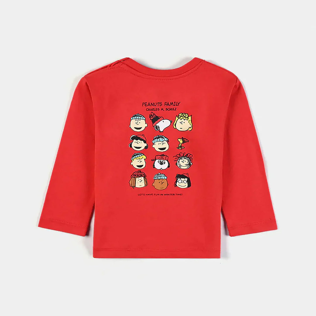 Infant Boys Cotton Jersey Round Neck T-Shirt Peanuts Family-HR.Red