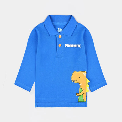 Infant Boys Cotton PK Polo Dinosaur-Blue