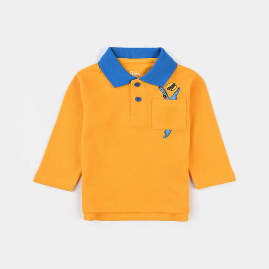 Infant Boys Cotton PK Polo Crocodile-Citrus