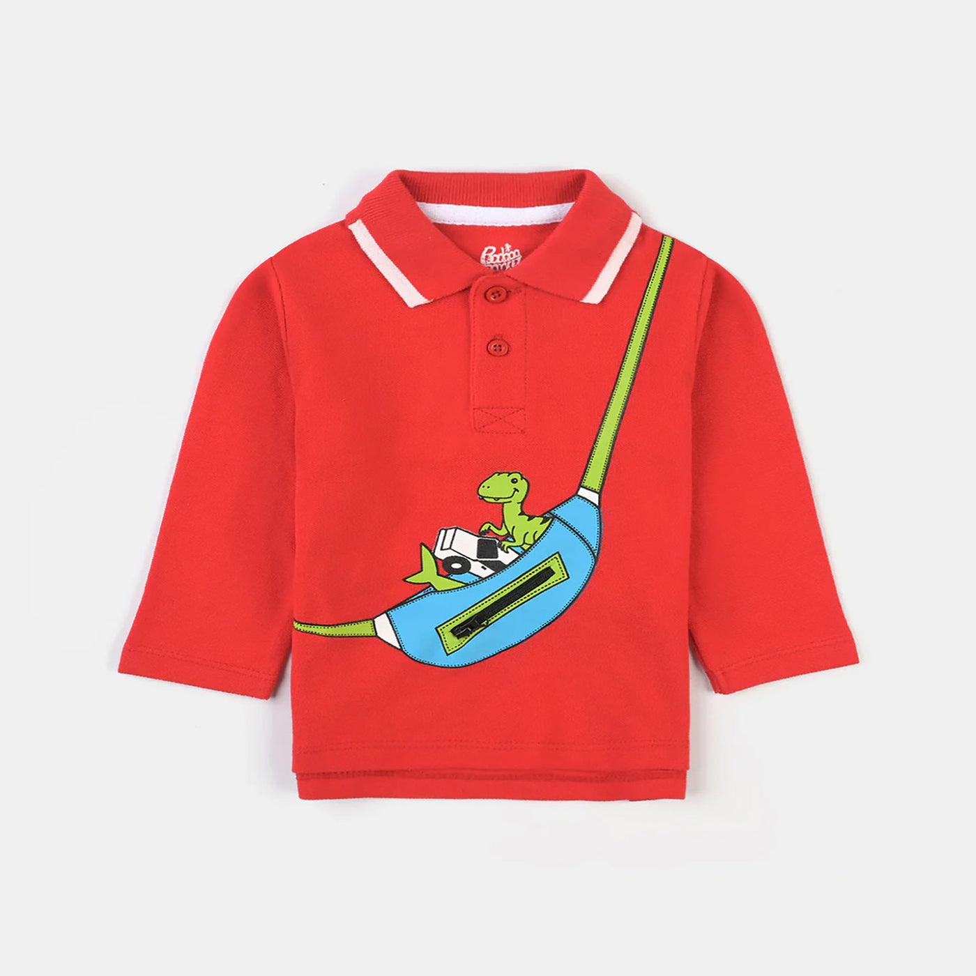 Infant Boys Cotton PK Polo Dinosaur-Racing Red